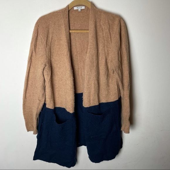 Madewell Cozy Kent Colorblock Alpaca Wool Blend Cardigan Size S - Picture 2 of 11